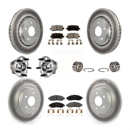 Front Rear Wheel Hub Bearings Assembly Coated Disc Brake Rotors And Semi-Metallic Pads Kit (10Pc) For 2017-2018 Acura MDX AWD KBB-123329 by Transit Auto