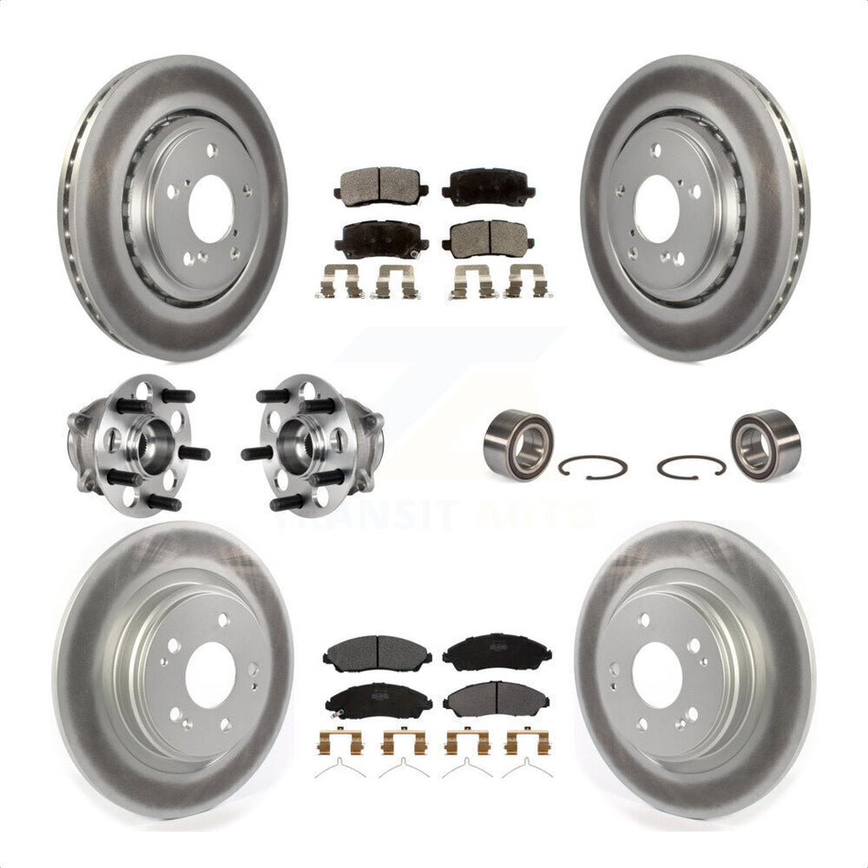 Front Rear Wheel Hub Bearings Assembly Coated Disc Brake Rotors And Semi-Metallic Pads Kit (10Pc) For 2017-2018 Acura MDX AWD KBB-123329 by Transit Auto