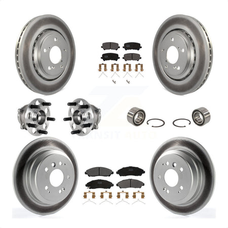 Front Rear Wheel Hub Bearings Assembly Coated Disc Brake Rotors And Semi-Metallic Pads Kit (10Pc) For Honda Pilot KBB-123330 by Transit Auto