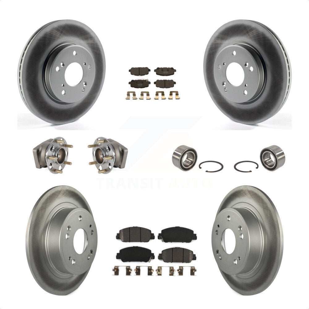 Front Rear Wheel Hub Bearings Assembly Coated Disc Brake Rotors And Semi-Metallic Pads Kit (10Pc) For 2016-2022 Honda HR-V AWD KBB-123333 by Transit Auto