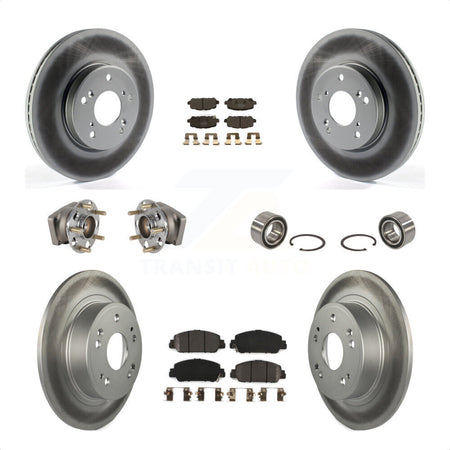 Front Rear Wheel Hub Bearings Assembly Coated Disc Brake Rotors And Semi-Metallic Pads Kit (10Pc) For 2016-2022 Honda HR-V AWD KBB-123333 by Transit Auto