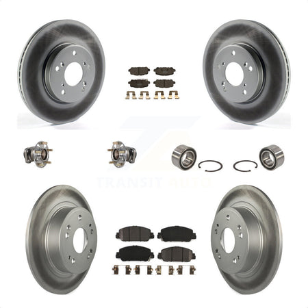 Front Rear Wheel Hub Bearings Assembly Coated Disc Brake Rotors And Semi-Metallic Pads Kit (10Pc) For 2016-2022 Honda HR-V FWD KBB-123334 by Transit Auto