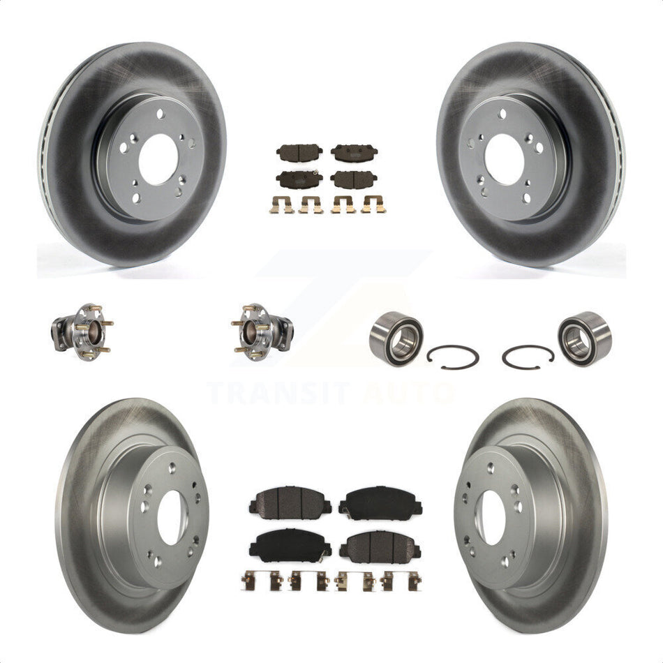 Front Rear Wheel Hub Bearings Assembly Coated Disc Brake Rotors And Semi-Metallic Pads Kit (10Pc) For 2016-2022 Honda HR-V FWD KBB-123334 by Transit Auto