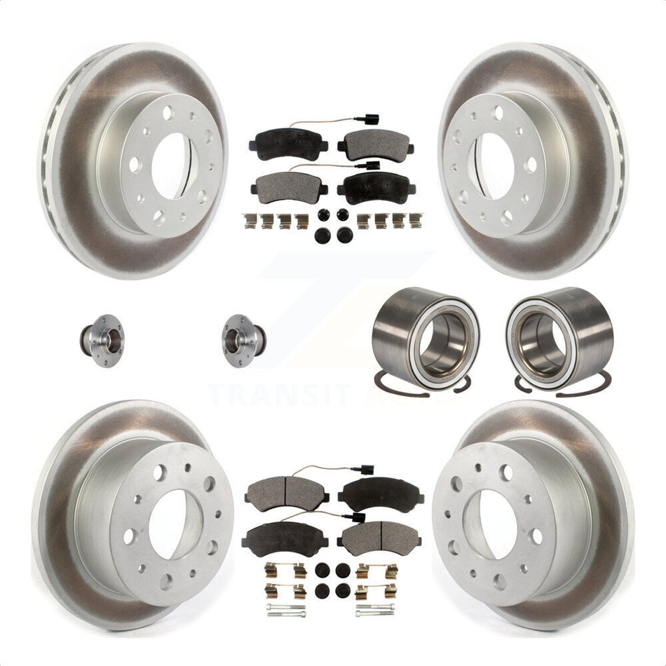 Front Rear Wheel Hub Bearings Assembly Coated Disc Brake Rotors And Semi-Metallic Pads Kit (10Pc) For Ram ProMaster 3500 KBB-123341 by Transit Auto