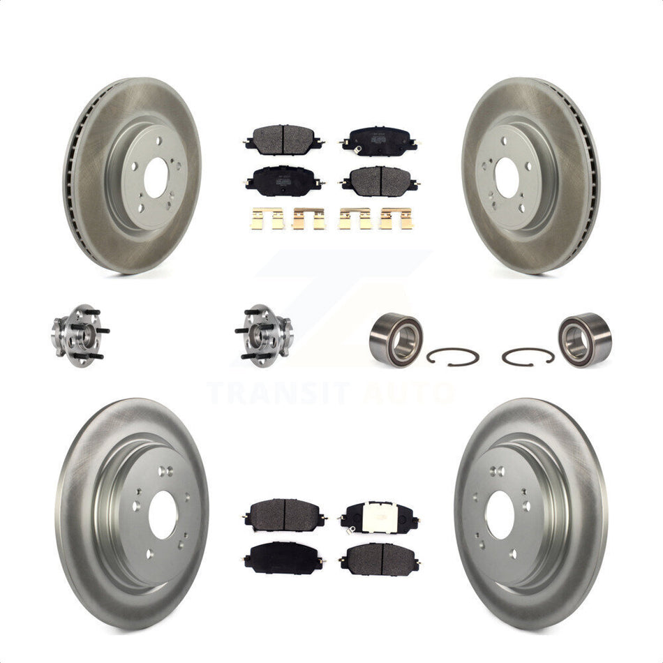 Front Rear Wheel Hub Bearings Assembly Coated Disc Brake Rotors And Semi-Metallic Pads Kit (10Pc) For Honda CR-V KBB-123343 by Transit Auto