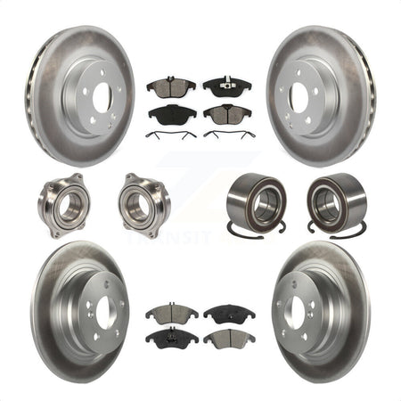 Front Rear Wheel Hub Bearings Assembly Coated Disc Brake Rotors And Semi-Metallic Pads Kit (10Pc) For 2011-2012 Mercedes-Benz C300 With 322mm Diameter Rotor KBB-123349 by Transit Auto