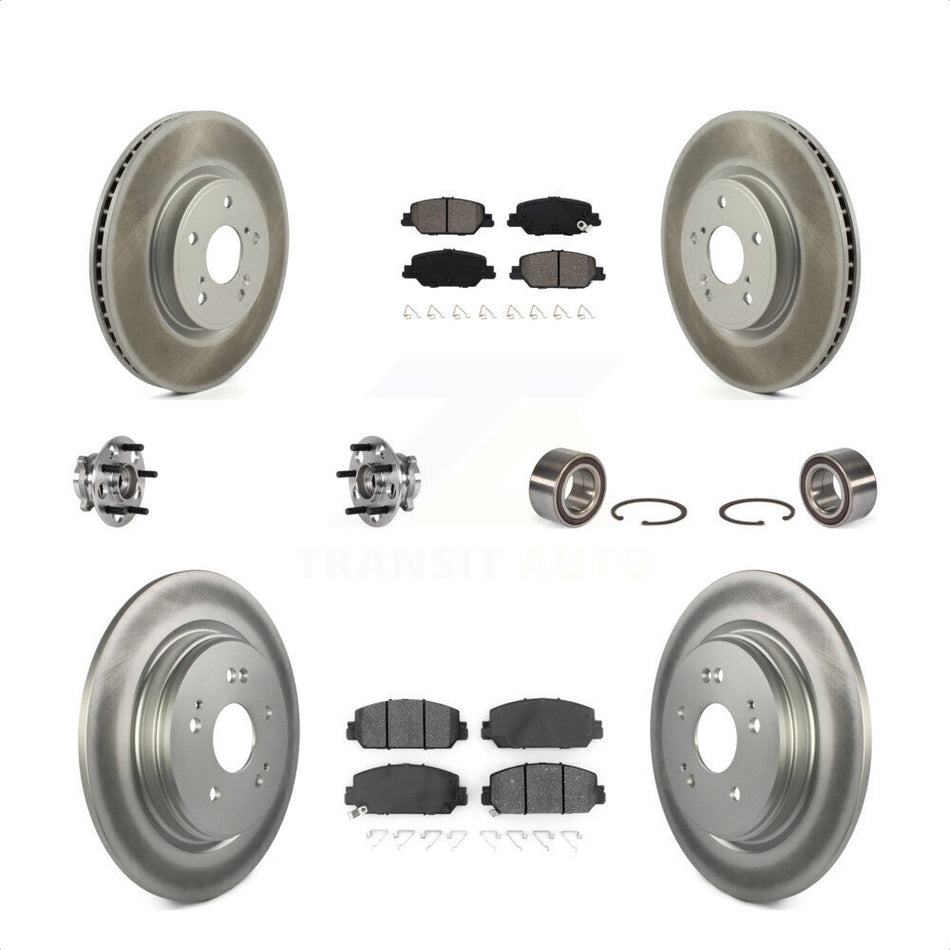Front Rear Wheel Hub Bearings Assembly Coated Disc Brake Rotors And Semi-Metallic Pads Kit (10Pc) For Honda CR-V KBB-123355 by Transit Auto