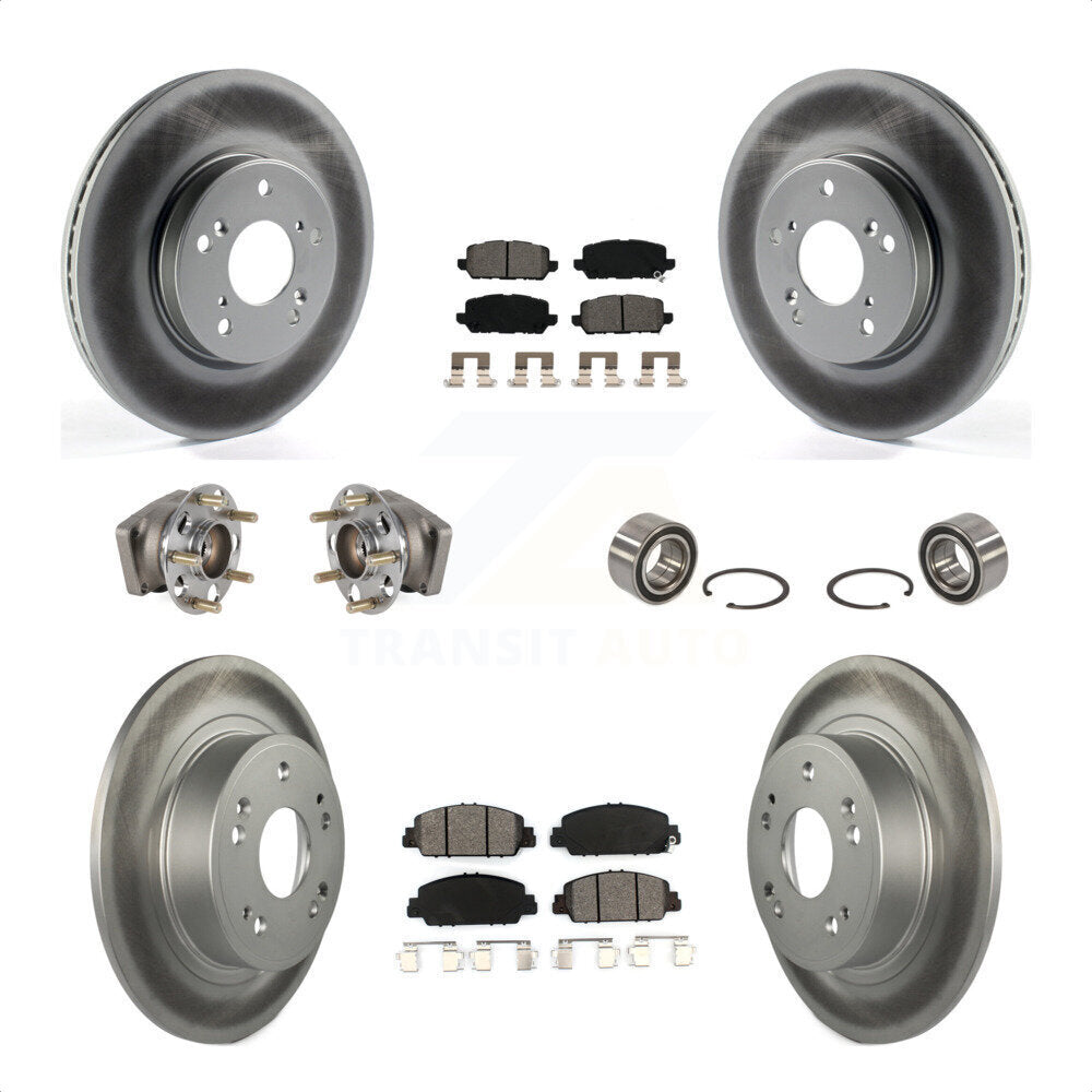 Front Rear Wheel Hub Bearings Assembly Coated Disc Brake Rotors And Semi-Metallic Pads Kit (10Pc) For 2016-2022 Honda HR-V AWD KBB-123357 by Transit Auto
