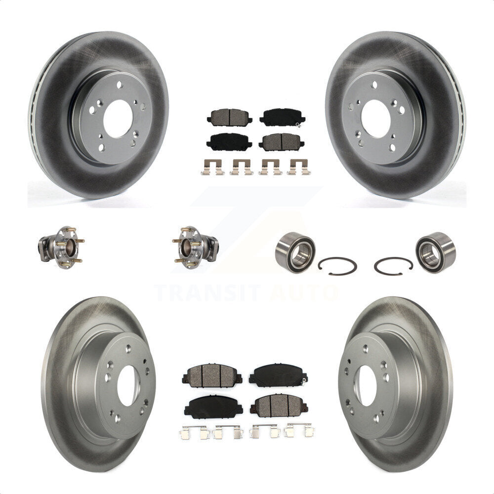 Front Rear Wheel Hub Bearings Assembly Coated Disc Brake Rotors And Semi-Metallic Pads Kit (10Pc) For 2016-2022 Honda HR-V FWD KBB-123358 by Transit Auto