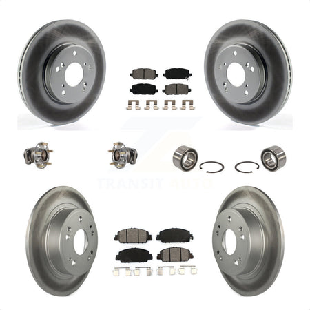 Front Rear Wheel Hub Bearings Assembly Coated Disc Brake Rotors And Semi-Metallic Pads Kit (10Pc) For 2016-2022 Honda HR-V FWD KBB-123358 by Transit Auto
