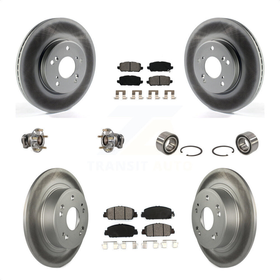 Front Rear Wheel Hub Bearings Assembly Coated Disc Brake Rotors And Semi-Metallic Pads Kit (10Pc) For 2016-2022 Honda HR-V FWD KBB-123358 by Transit Auto