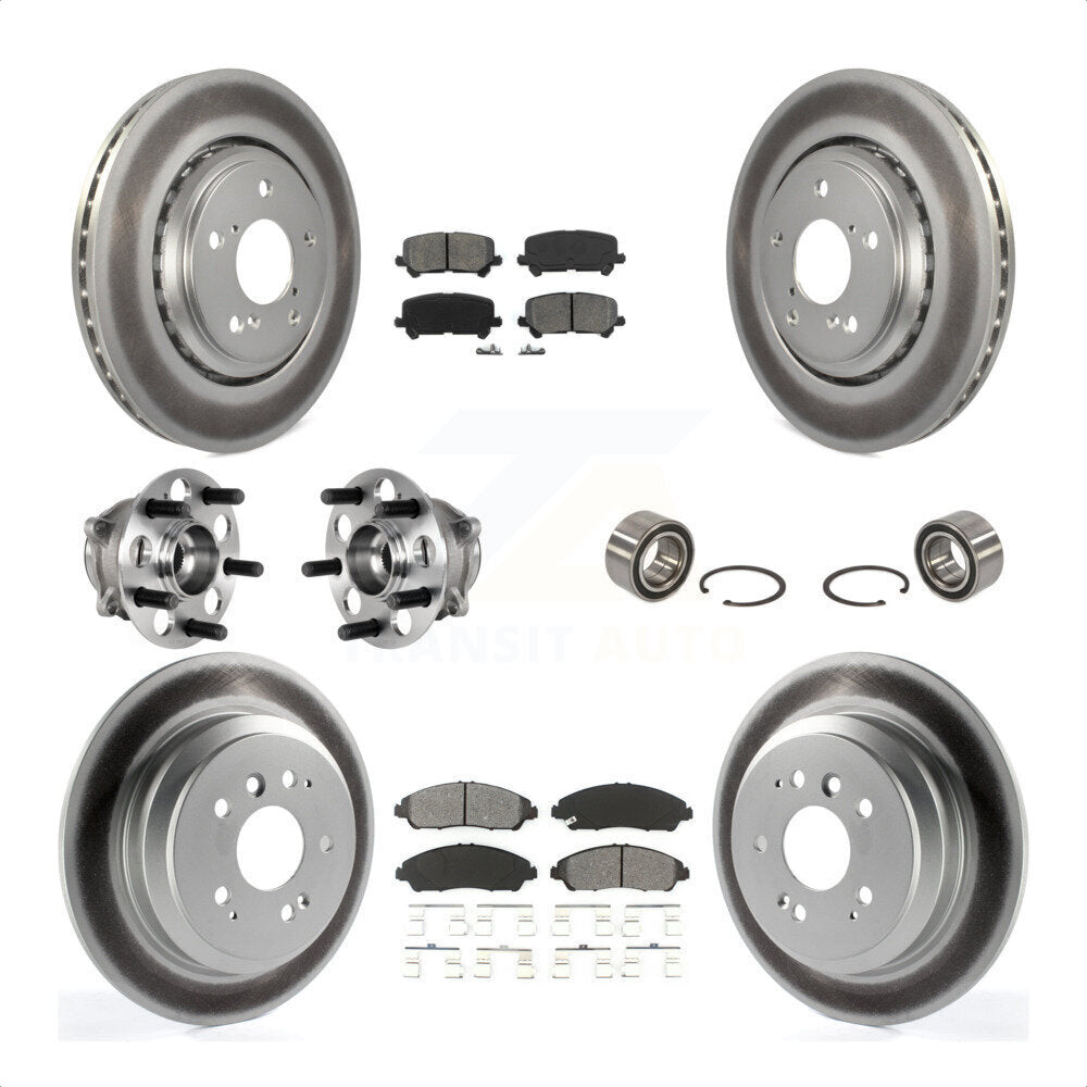 Front Rear Wheel Hub Bearings Assembly Coated Disc Brake Rotors And Semi-Metallic Pads Kit (10Pc) For Honda Pilot KBB-123359 by Transit Auto