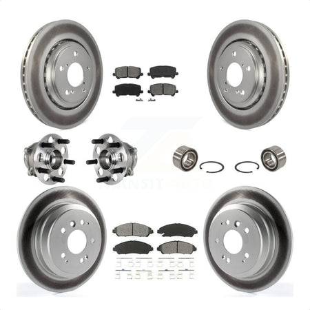 Front Rear Wheel Hub Bearings Assembly Coated Disc Brake Rotors And Semi-Metallic Pads Kit (10Pc) For Honda Pilot KBB-123359 by Transit Auto