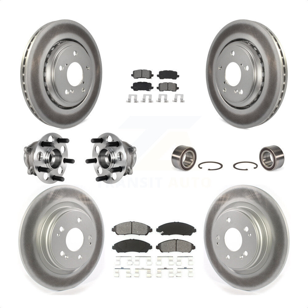 Front Rear Wheel Hub Bearings Assembly Coated Disc Brake Rotors And Semi-Metallic Pads Kit (10Pc) For 2017-2018 Acura MDX AWD KBB-123360 by Transit Auto
