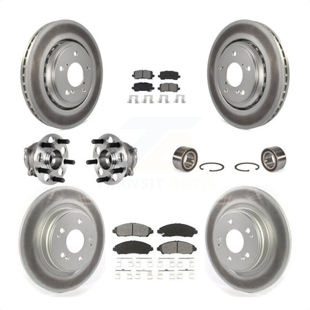 Front Rear Wheel Hub Bearings Assembly Coated Disc Brake Rotors And Semi-Metallic Pads Kit (10Pc) For 2017-2018 Acura MDX AWD KBB-123360 by Transit Auto