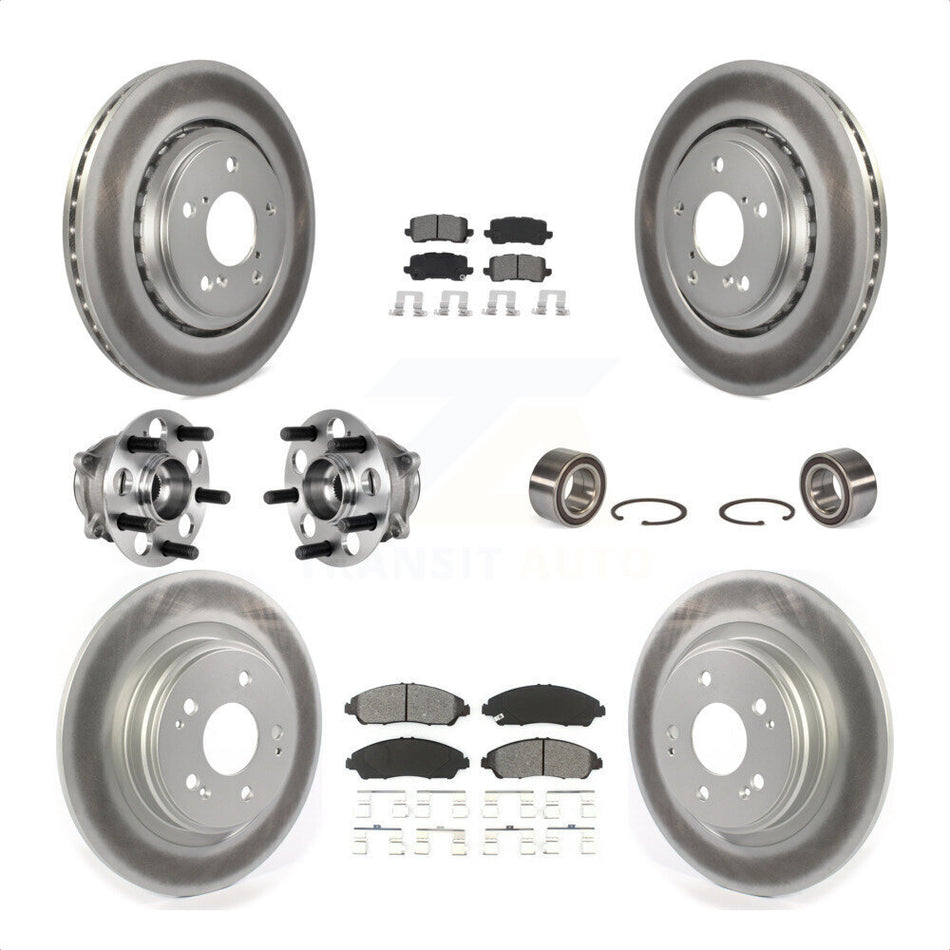 Front Rear Wheel Hub Bearings Assembly Coated Disc Brake Rotors And Semi-Metallic Pads Kit (10Pc) For 2017-2018 Acura MDX AWD KBB-123360 by Transit Auto