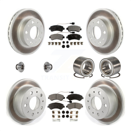 Front Rear Wheel Hub Bearings Assembly Coated Disc Brake Rotors And Ceramic Pads Kit (10Pc) For Ram ProMaster 3500 KBB-123372 by Transit Auto