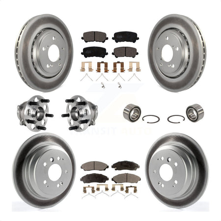 Front Rear Wheel Hub Bearings Assembly Coated Disc Brake Rotors And Ceramic Pads Kit (10Pc) For Honda Pilot KBB-123374 by Transit Auto