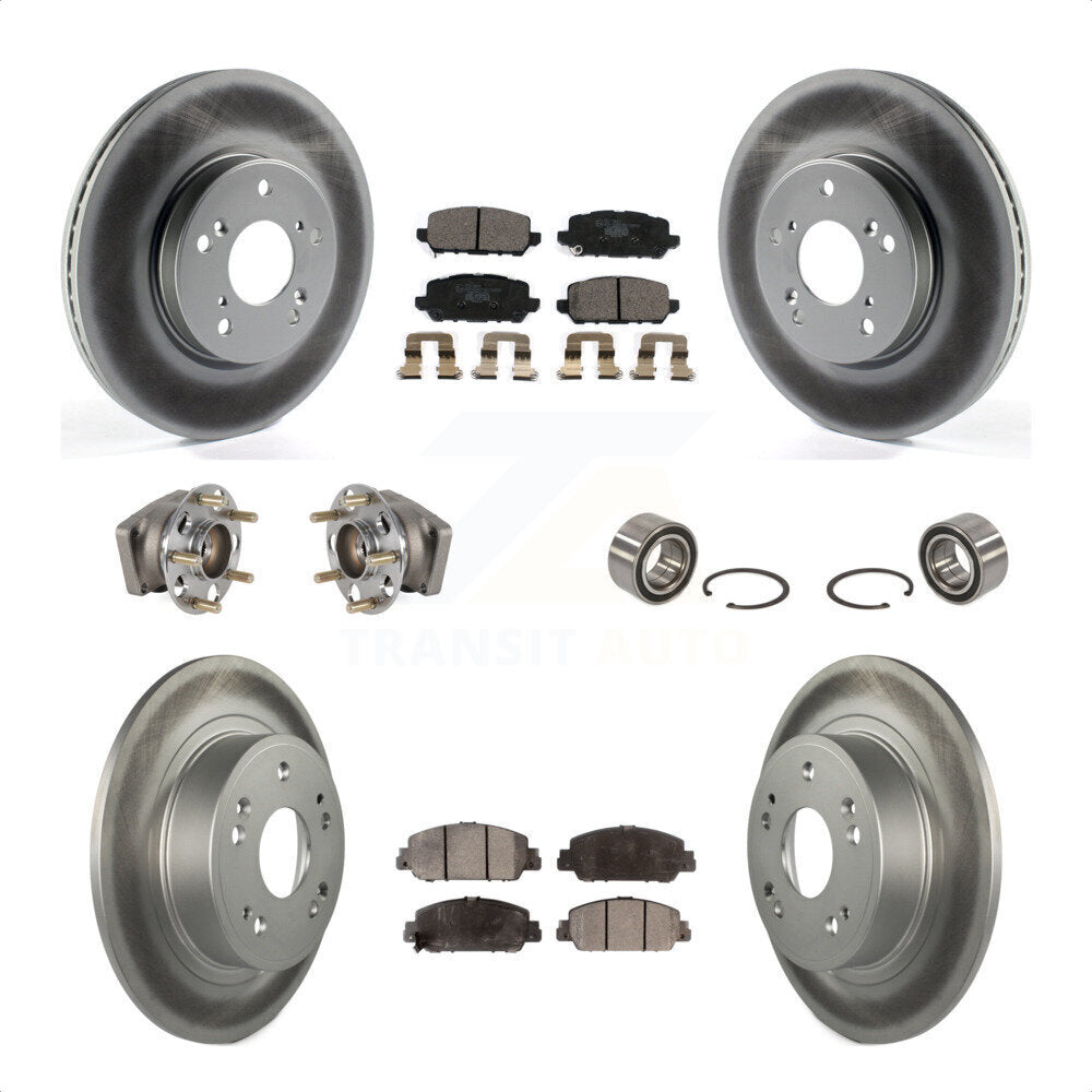 Front Rear Wheel Hub Bearings Assembly Coated Disc Brake Rotors And Ceramic Pads Kit (10Pc) For 2016-2022 Honda HR-V AWD KBB-123375 by Transit Auto