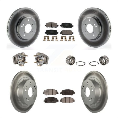 Front Rear Wheel Hub Bearings Assembly Coated Disc Brake Rotors And Ceramic Pads Kit (10Pc) For 2016-2022 Honda HR-V AWD KBB-123375 by Transit Auto