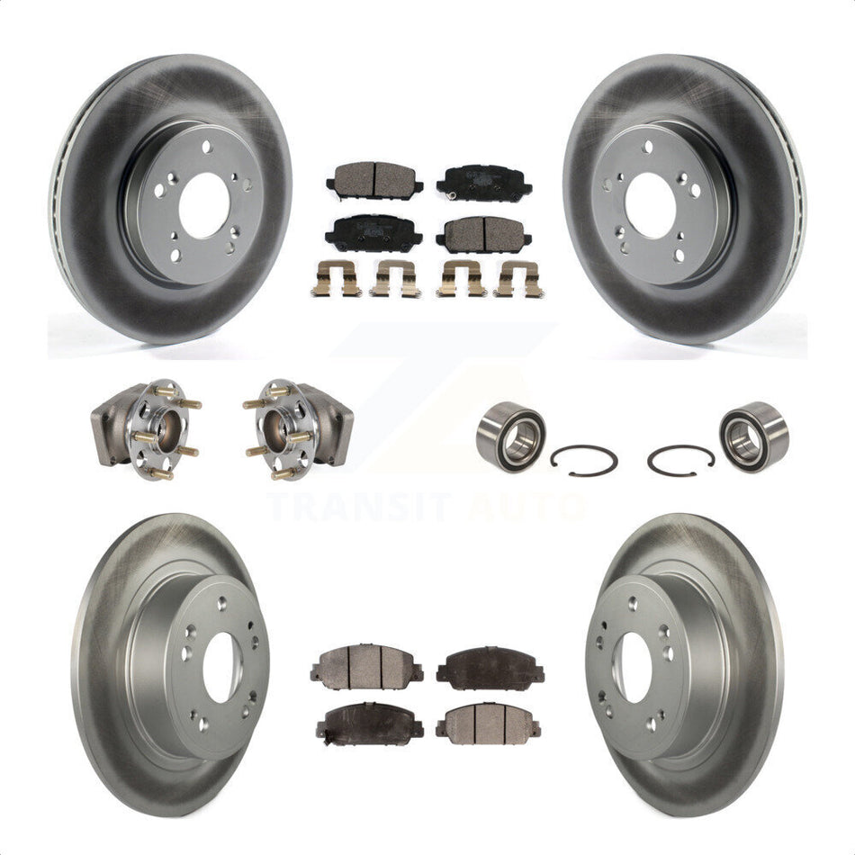 Front Rear Wheel Hub Bearings Assembly Coated Disc Brake Rotors And Ceramic Pads Kit (10Pc) For 2016-2022 Honda HR-V AWD KBB-123375 by Transit Auto