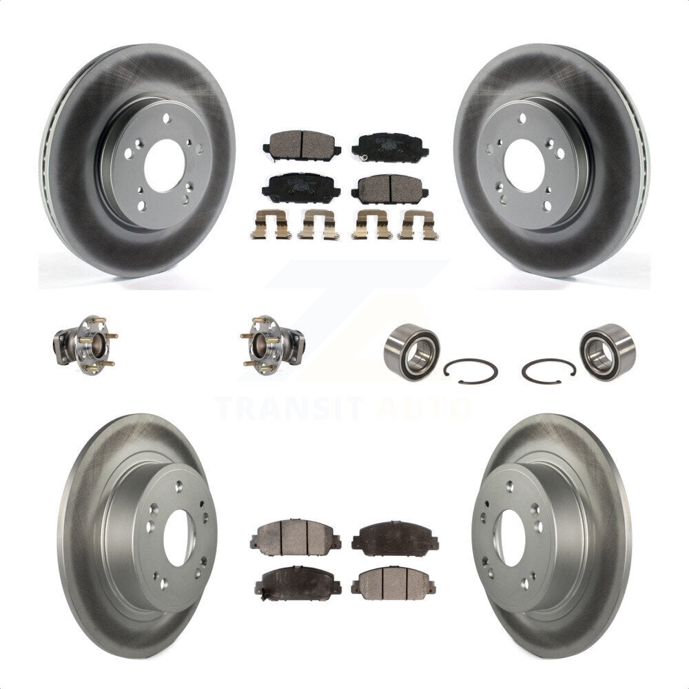Front Rear Wheel Hub Bearings Assembly Coated Disc Brake Rotors And Ceramic Pads Kit (10Pc) For 2016-2022 Honda HR-V FWD KBB-123376 by Transit Auto