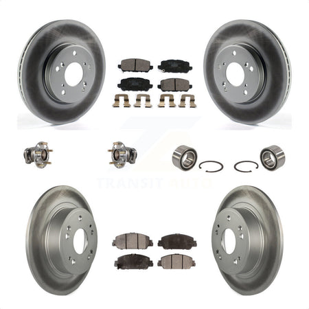 Front Rear Wheel Hub Bearings Assembly Coated Disc Brake Rotors And Ceramic Pads Kit (10Pc) For 2016-2022 Honda HR-V FWD KBB-123376 by Transit Auto