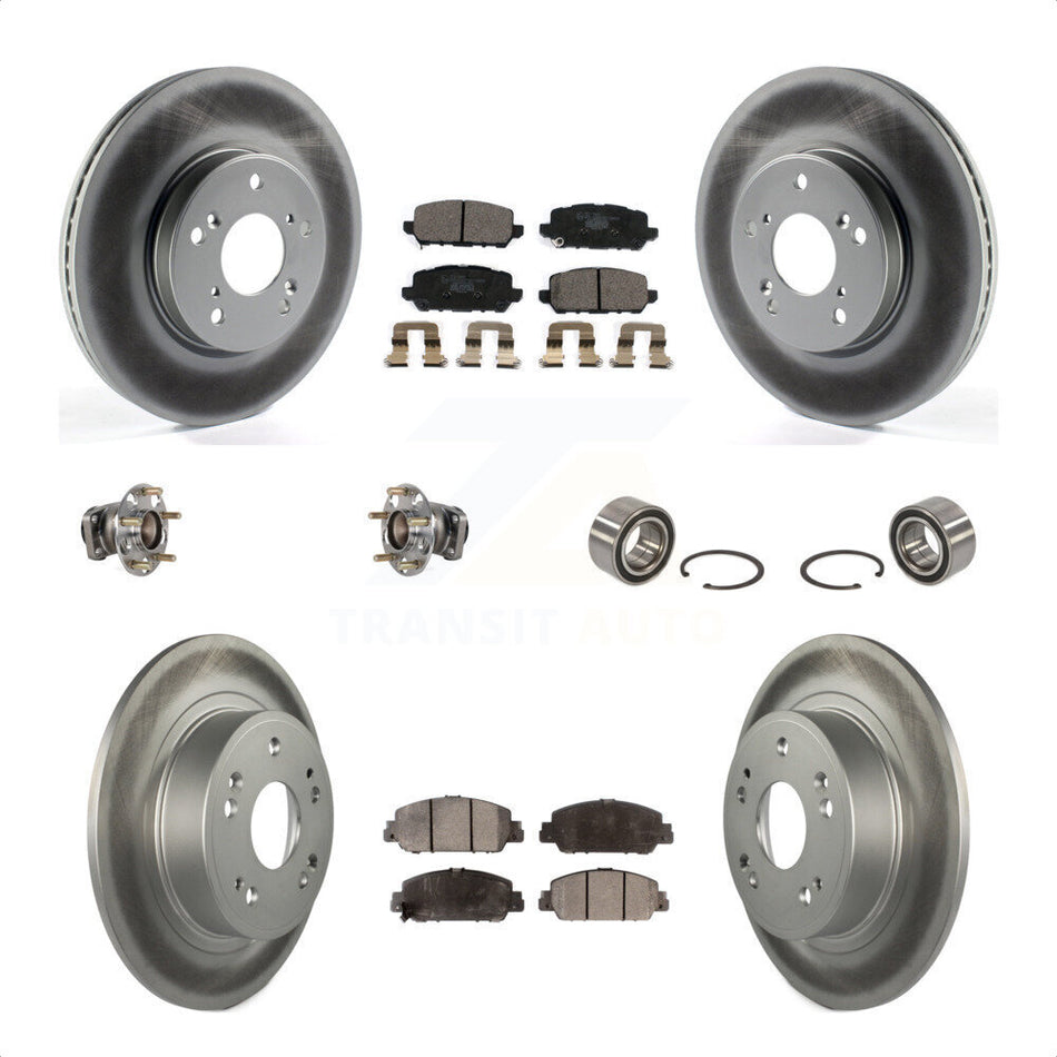 Front Rear Wheel Hub Bearings Assembly Coated Disc Brake Rotors And Ceramic Pads Kit (10Pc) For 2016-2022 Honda HR-V FWD KBB-123376 by Transit Auto