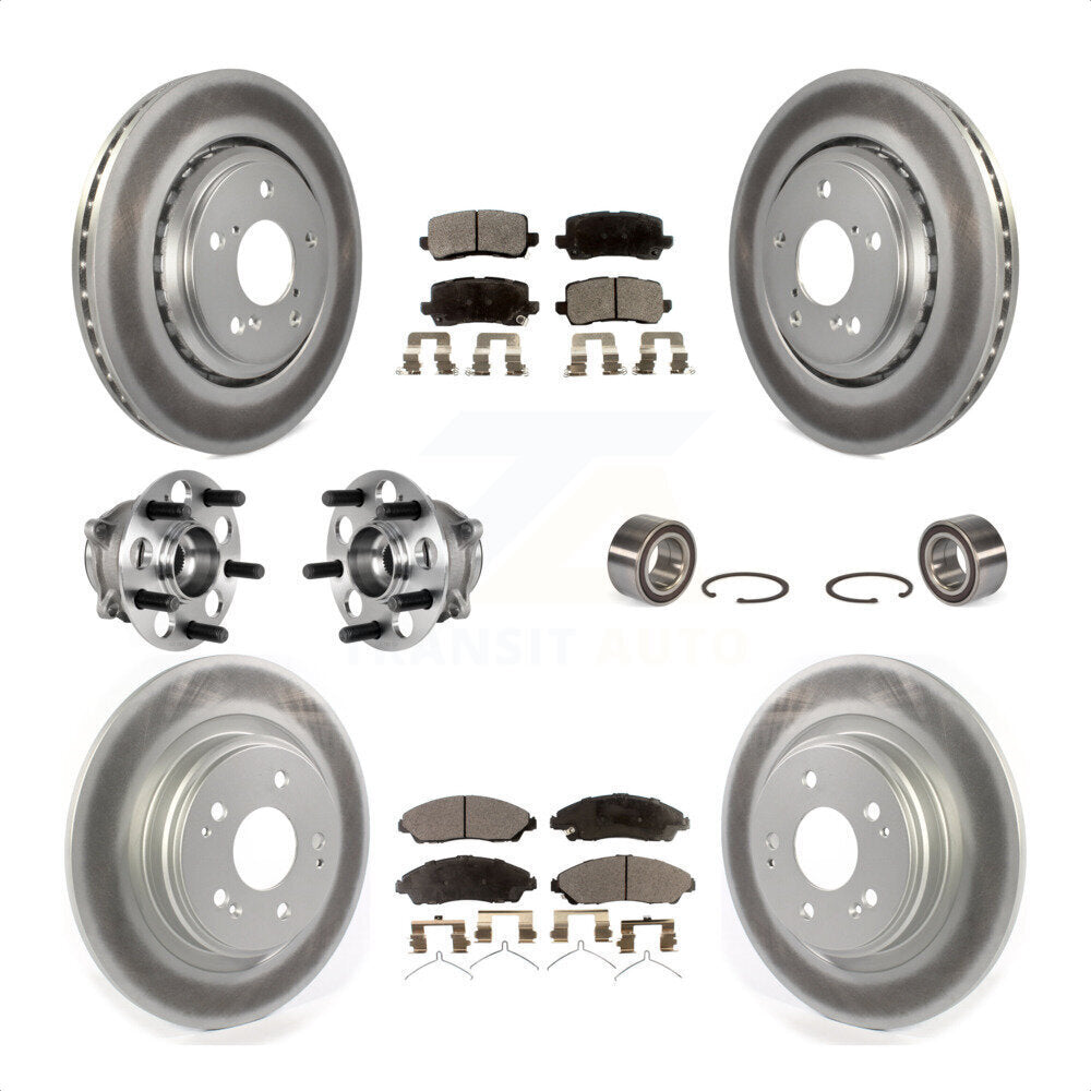 Front Rear Wheel Hub Bearings Assembly Coated Disc Brake Rotors And Ceramic Pads Kit (10Pc) For 2017-2018 Acura MDX AWD KBB-123377 by Transit Auto
