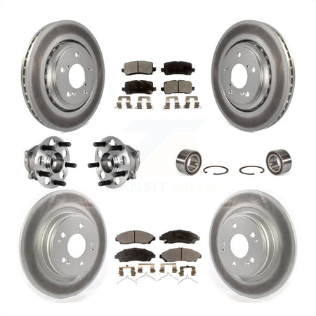 Front Rear Wheel Hub Bearings Assembly Coated Disc Brake Rotors And Ceramic Pads Kit (10Pc) For 2017-2018 Acura MDX AWD KBB-123377 by Transit Auto
