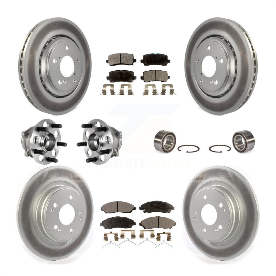 Front Rear Wheel Hub Bearings Assembly Coated Disc Brake Rotors And Ceramic Pads Kit (10Pc) For 2017-2018 Acura MDX AWD KBB-123377 by Transit Auto