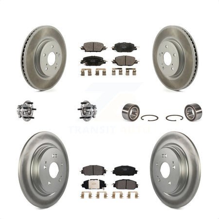Front Rear Wheel Hub Bearings Assembly Coated Disc Brake Rotors And Ceramic Pads Kit (10Pc) For Honda CR-V KBB-123378 by Transit Auto