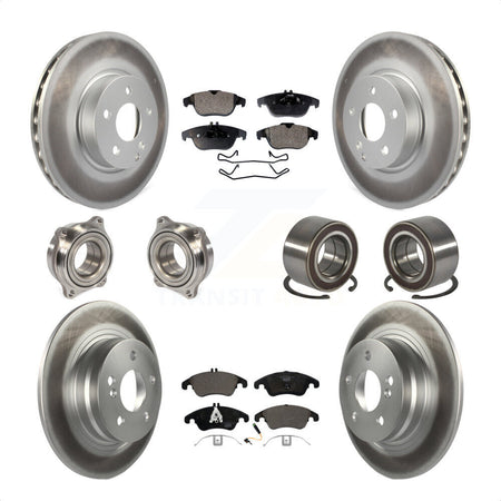 Front Rear Wheel Hub Bearings Assembly Coated Disc Brake Rotors And Ceramic Pads Kit (10Pc) For 2011-2012 Mercedes-Benz C300 With 322mm Diameter Rotor KBB-123381 by Transit Auto