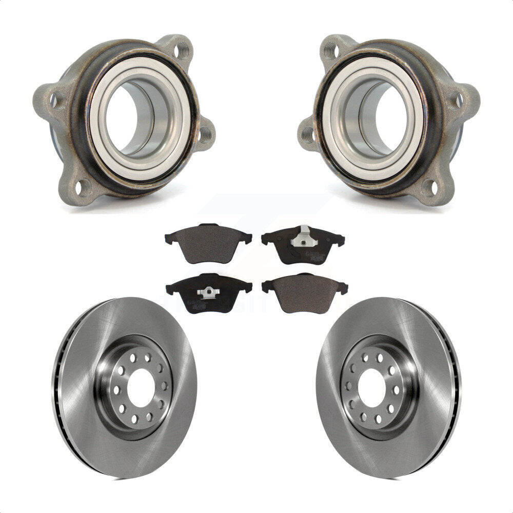 Front Hub Bearing Assembly With Disc Brake Rotors And Ceramic Pads Kit For 2002-2004 Audi A6 Quattro 321mm Diameter Rotor Single Piston Caliper KBB-123407 by Transit Auto