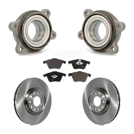 Front Hub Bearing Assembly With Disc Brake Rotors And Ceramic Pads Kit For 2002-2004 Audi A6 Quattro 321mm Diameter Rotor Single Piston Caliper KBB-123407 by Transit Auto