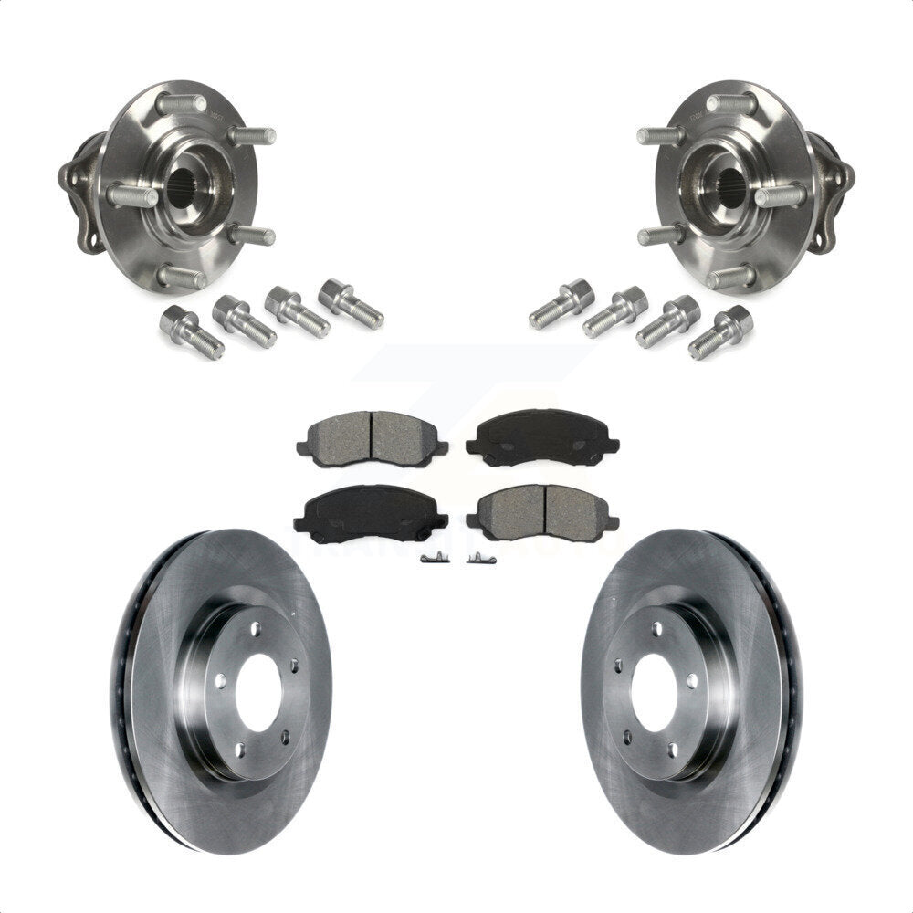 Front Hub Bearing Assembly With Disc Brake Rotors And Semi-Metallic Pads Kit For 2011-2012 Mitsubishi RVR 4WD KBB-123421 by Transit Auto