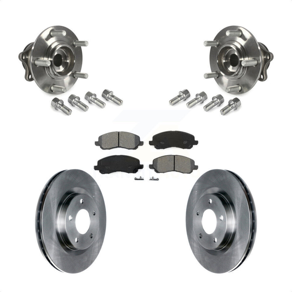 Front Hub Bearing Assembly With Disc Brake Rotors And Semi-Metallic Pads Kit For 2011-2012 Mitsubishi RVR 4WD KBB-123421 by Transit Auto