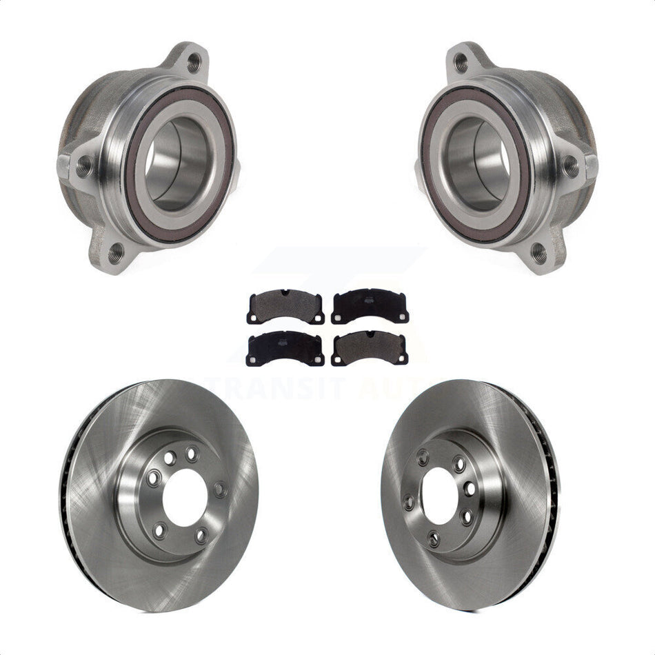 Front Hub Bearing Assembly With Disc Brake Rotors And Semi-Metallic Pads Kit For Porsche Cayenne KBB-123425 by Transit Auto