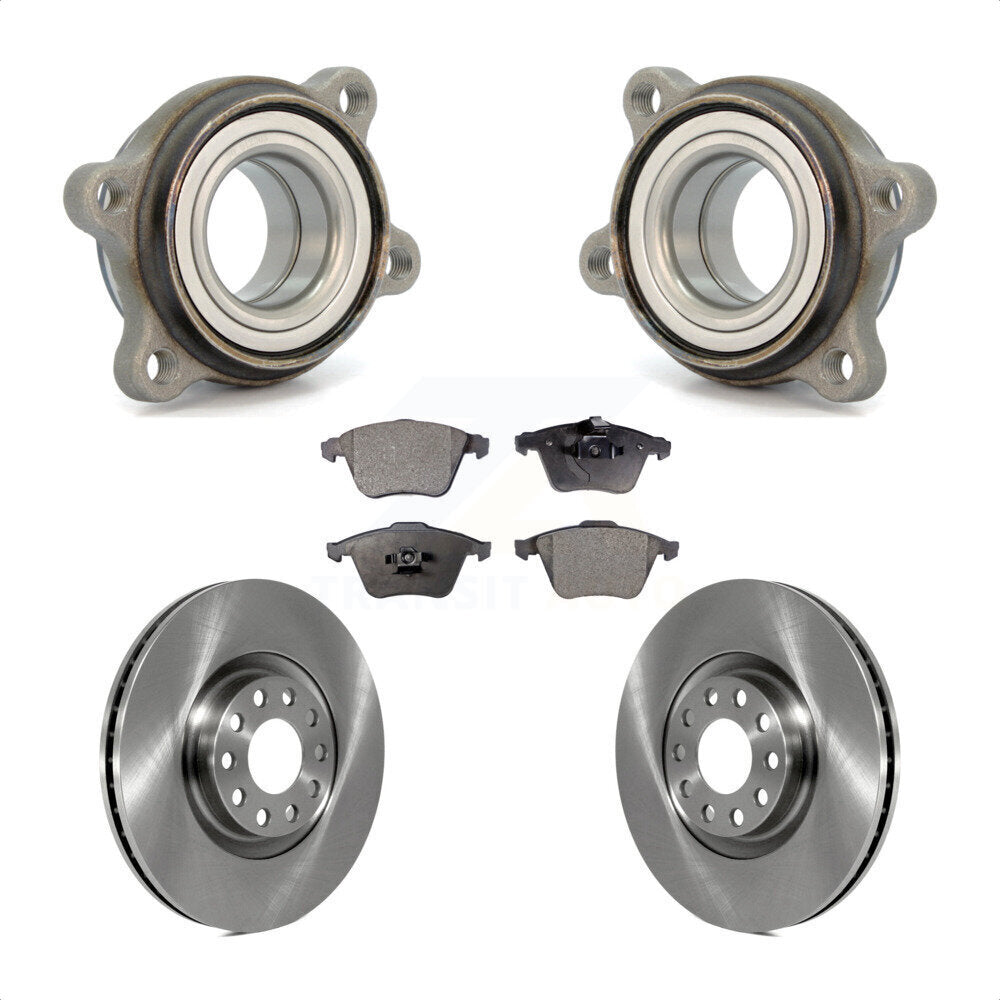 Front Hub Bearing Assembly With Disc Brake Rotors And Semi-Metallic Pads Kit For 2002-2004 Audi A6 Quattro 321mm Diameter Rotor Single Piston Caliper KBB-123437 by Transit Auto
