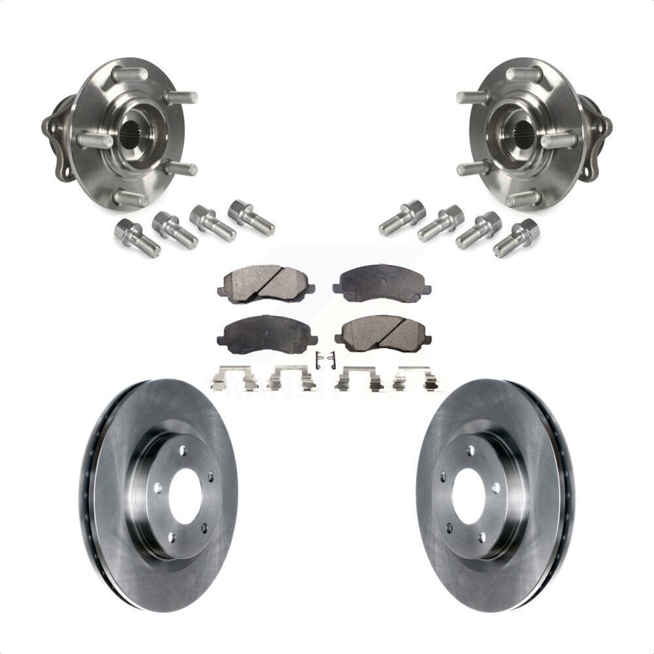 Front Hub Bearing Assembly With Disc Brake Rotors And Semi-Metallic Pads Kit For 2011-2012 Mitsubishi RVR 4WD KBB-123439 by Transit Auto