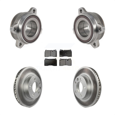 Front Hub Bearing Assembly With Coated Disc Brake Rotors And Ceramic Pads Kit For 2011-2015 Volkswagen Touareg 330mm Diameter Rotor KBB-123465 by Transit Auto
