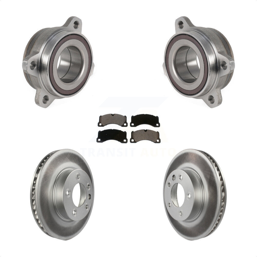 Front Hub Bearing Assembly With Coated Disc Brake Rotors And Ceramic Pads Kit For 2016 Volkswagen Touareg KBB-123466 by Transit Auto