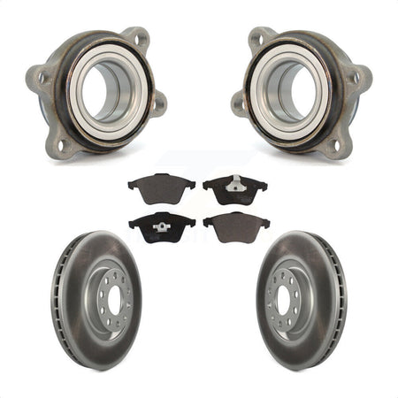 Front Hub Bearing Assembly With Coated Disc Brake Rotors And Ceramic Pads Kit For 2002-2004 Audi A6 Quattro 321mm Diameter Rotor Single Piston Caliper KBB-123479 by Transit Auto