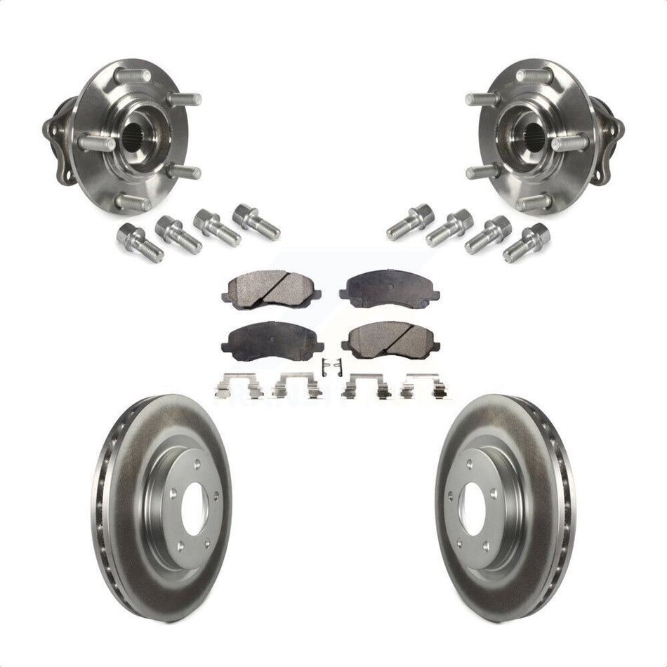 Front Hub Bearing Assembly With Coated Disc Brake Rotors And Ceramic Pads Kit For 2011-2012 Mitsubishi RVR 4WD KBB-123482 by Transit Auto