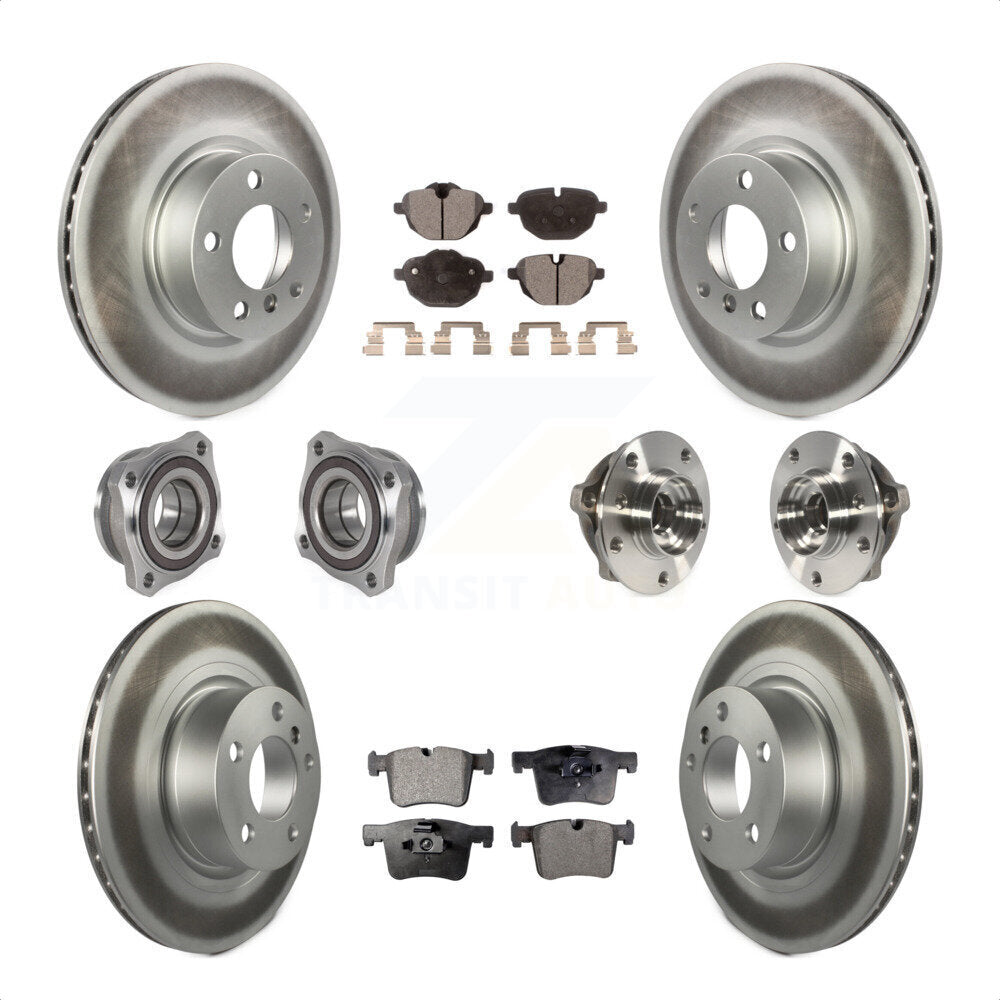 Front Rear Hub Bearings Assembly Coated Disc Brake Rotors And Ceramic Pads Kit (10Pc) For BMW X3 X4 KBB-123490 by Transit Auto