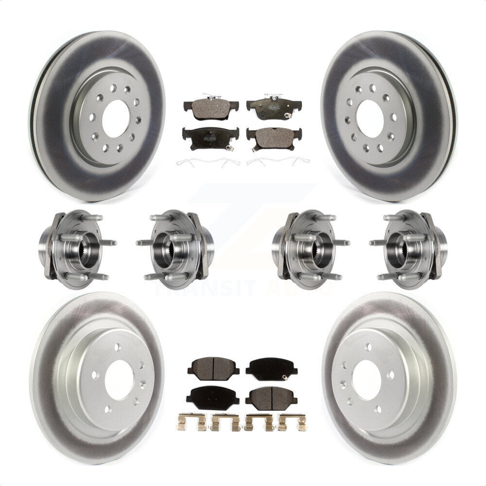 Front Rear Hub Bearings Assembly Coated Disc Brake Rotors And Ceramic Pads Kit (10Pc) For Buick Envision With 315mm Diameter Rotor KBB-123499 by Transit Auto