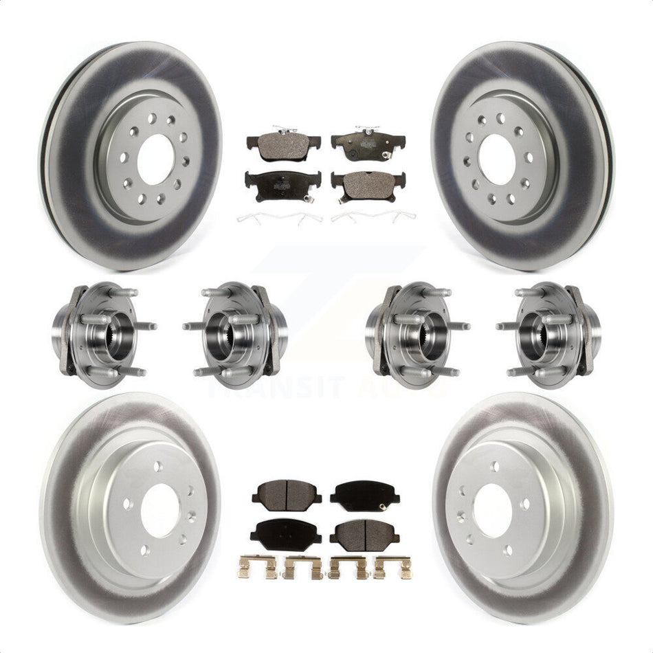 Front Rear Hub Bearings Assembly Coated Disc Brake Rotors And Ceramic Pads Kit (10Pc) For Buick Envision With 315mm Diameter Rotor KBB-123499 by Transit Auto