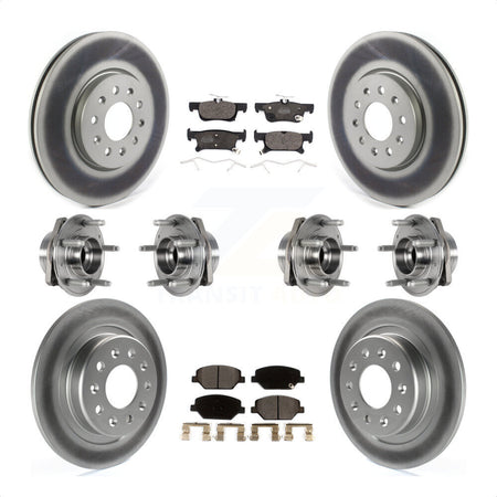 Front Rear Hub Bearings Assembly Coated Disc Brake Rotors And Ceramic Pads Kit (10Pc) For Buick Envision With 288mm Diameter Rotor KBB-123500 by Transit Auto