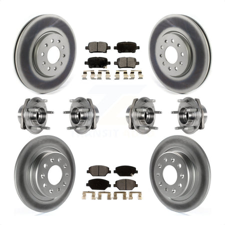 Front Rear Hub Bearings Assembly Coated Disc Brake Rotors And Ceramic Pads Kit (10Pc) For 2017-2018 Buick LaCrosse AWD With 17" Factory Wheels KBB-123501 by Transit Auto