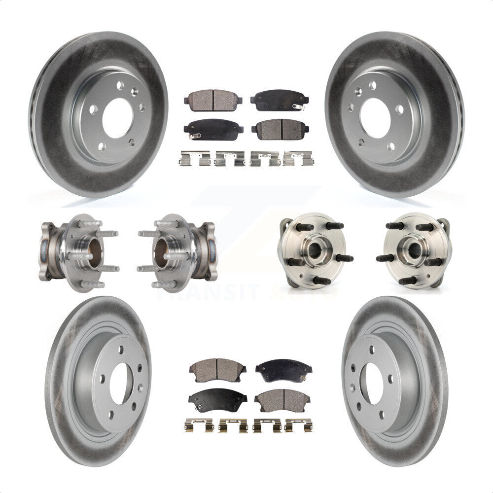 Front Rear Hub Bearings Assembly Coated Disc Brake Rotors And Ceramic Pads Kit (10Pc) For 2014-2015 Chevrolet Cruze DIESEL engine With 15" Factory Wheels KBB-123512 by Transit Auto